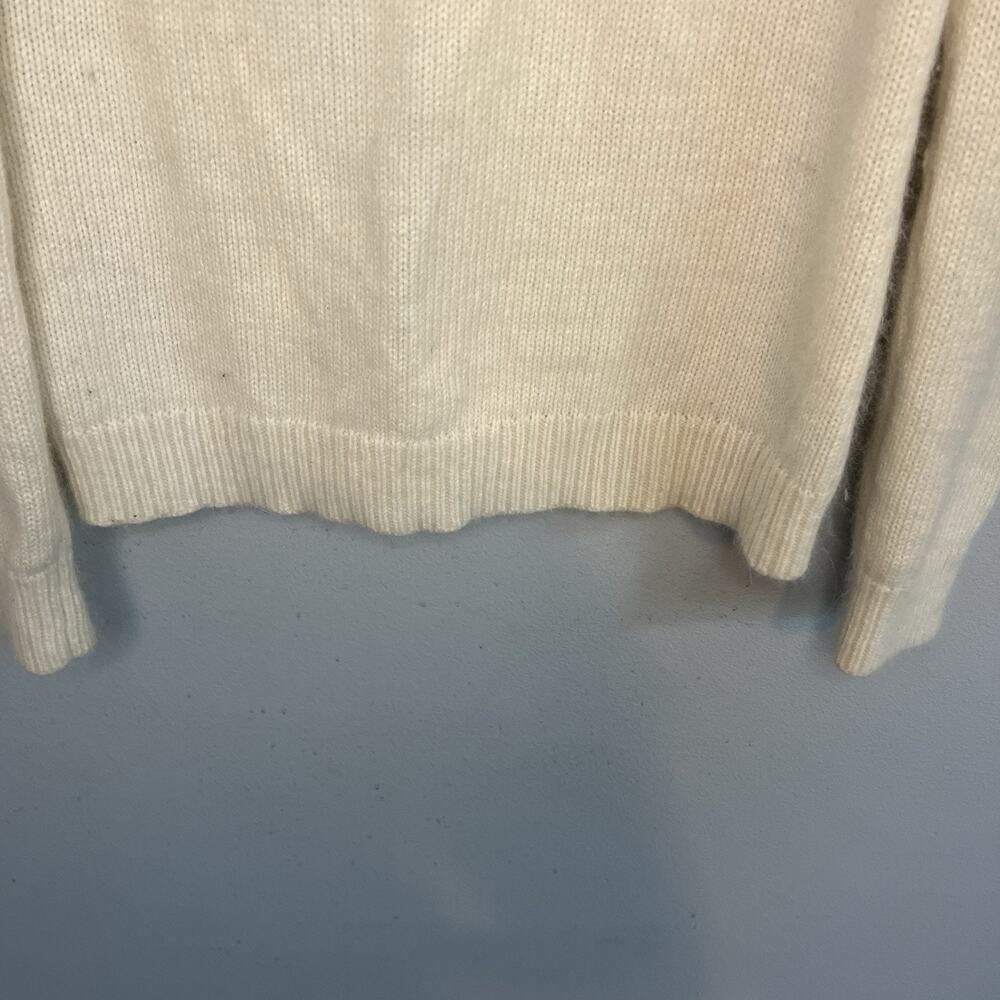 Lauren Ralph Lauren Womens Alpaca Blend Sweater V Neck Cream Sz M Lace Bow Luxe - Picture 6 of 10